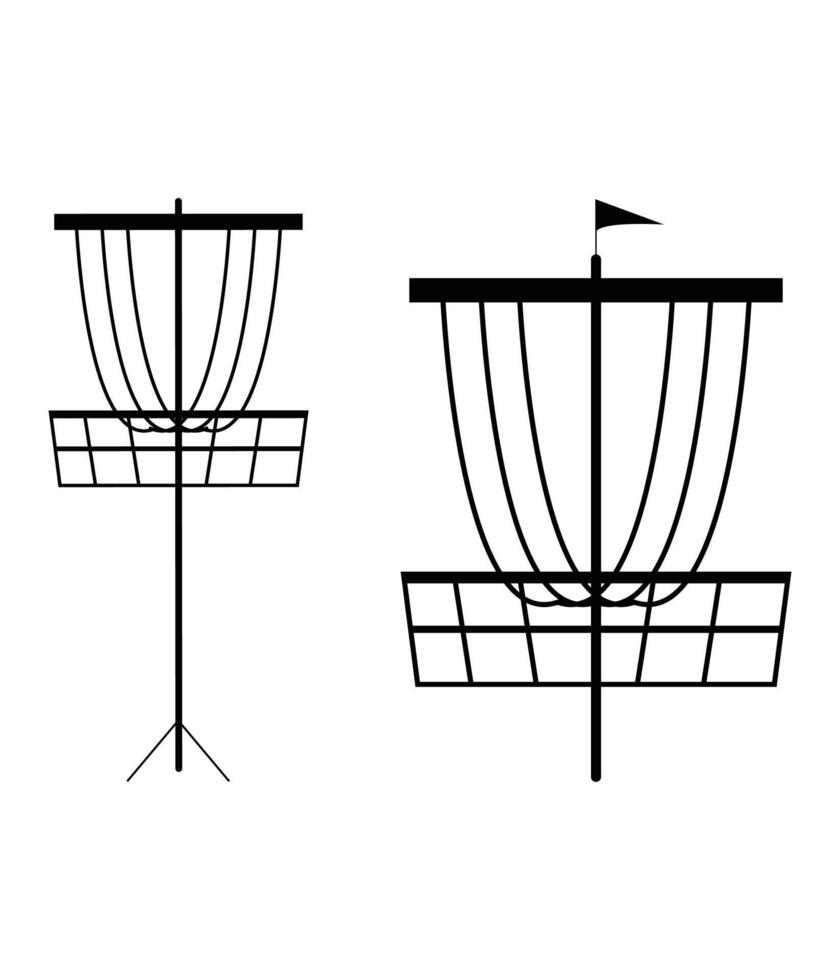 schijf golf mand zwart vector illustratie. het is gemakkelijk naar gebruiken. het kan worden gebruikt net zo merk, club, toernooi logo.