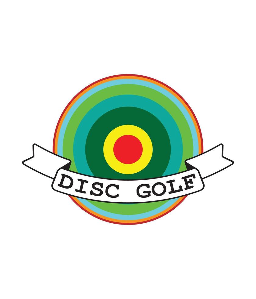 schijf golf logo met een groen en geel cirkel vector