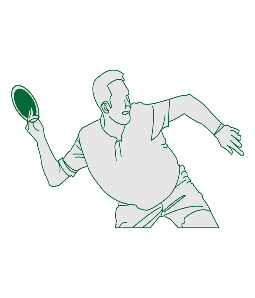 een Mens is Holding een golf racket in zijn hand- vector