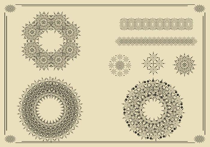 Vector pack twee van kransen, randen en ornamenten