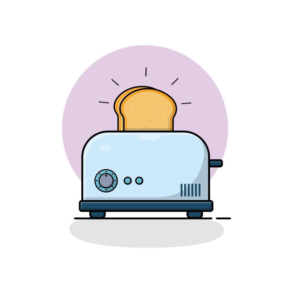 tosti apparaat en brood vector illustratie. keuken uitrusting concept