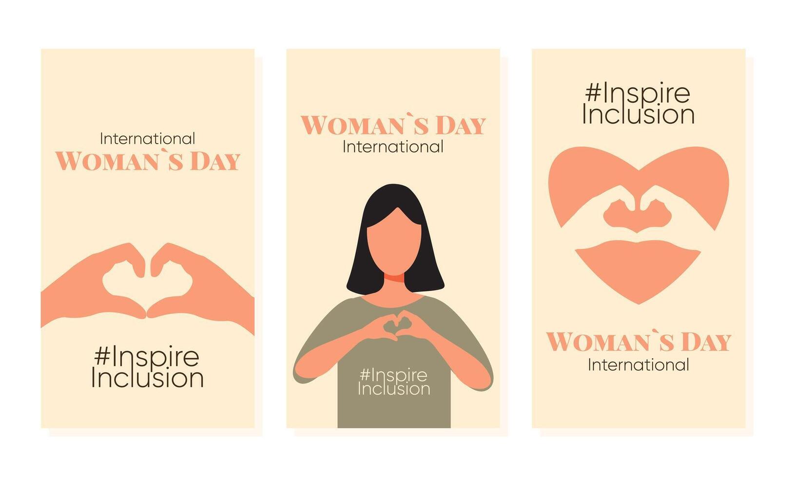 inspireren inclusie 2024 verticaal kaart. Internationale Dames s dag inspireren inclusie leuze vector