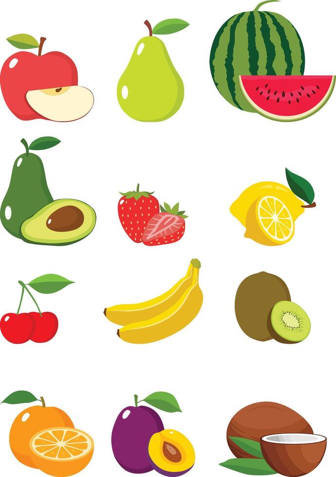 fruit verzameling reeks illustratie tekenfilm, vlak ontwerp vector