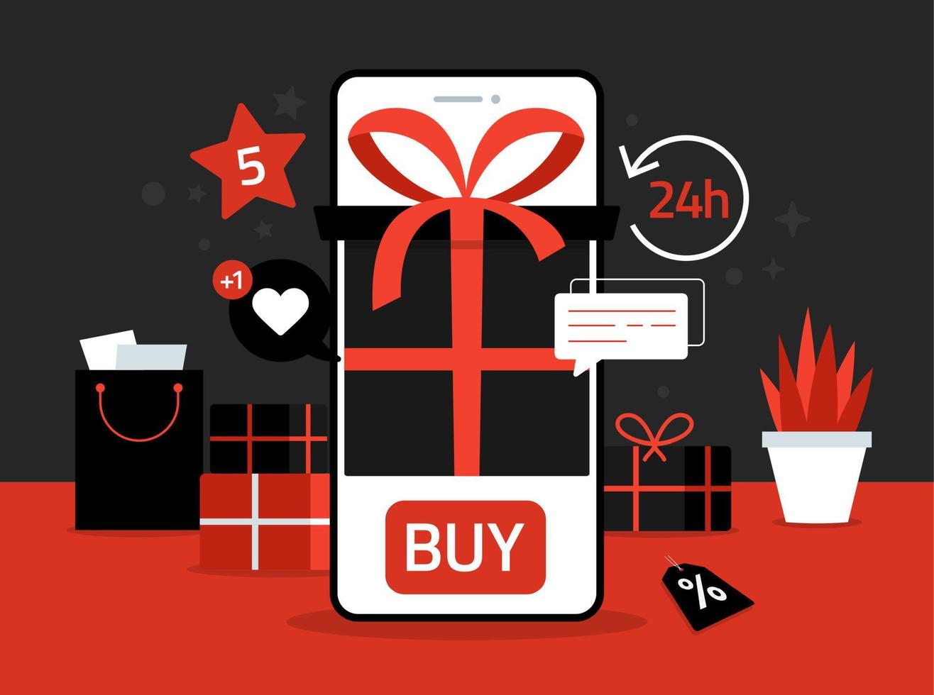 black friday telefoon online winkelen. zwarte vrijdag online winkelen ontwerpelement concept. vector cartoon illustratie