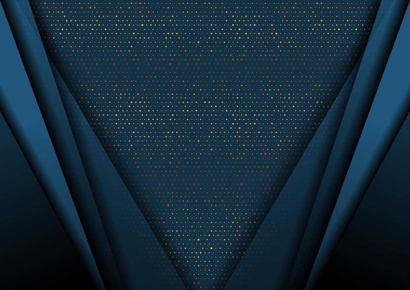 donker blauw en gouden abstract tech meetkundig achtergrond vector