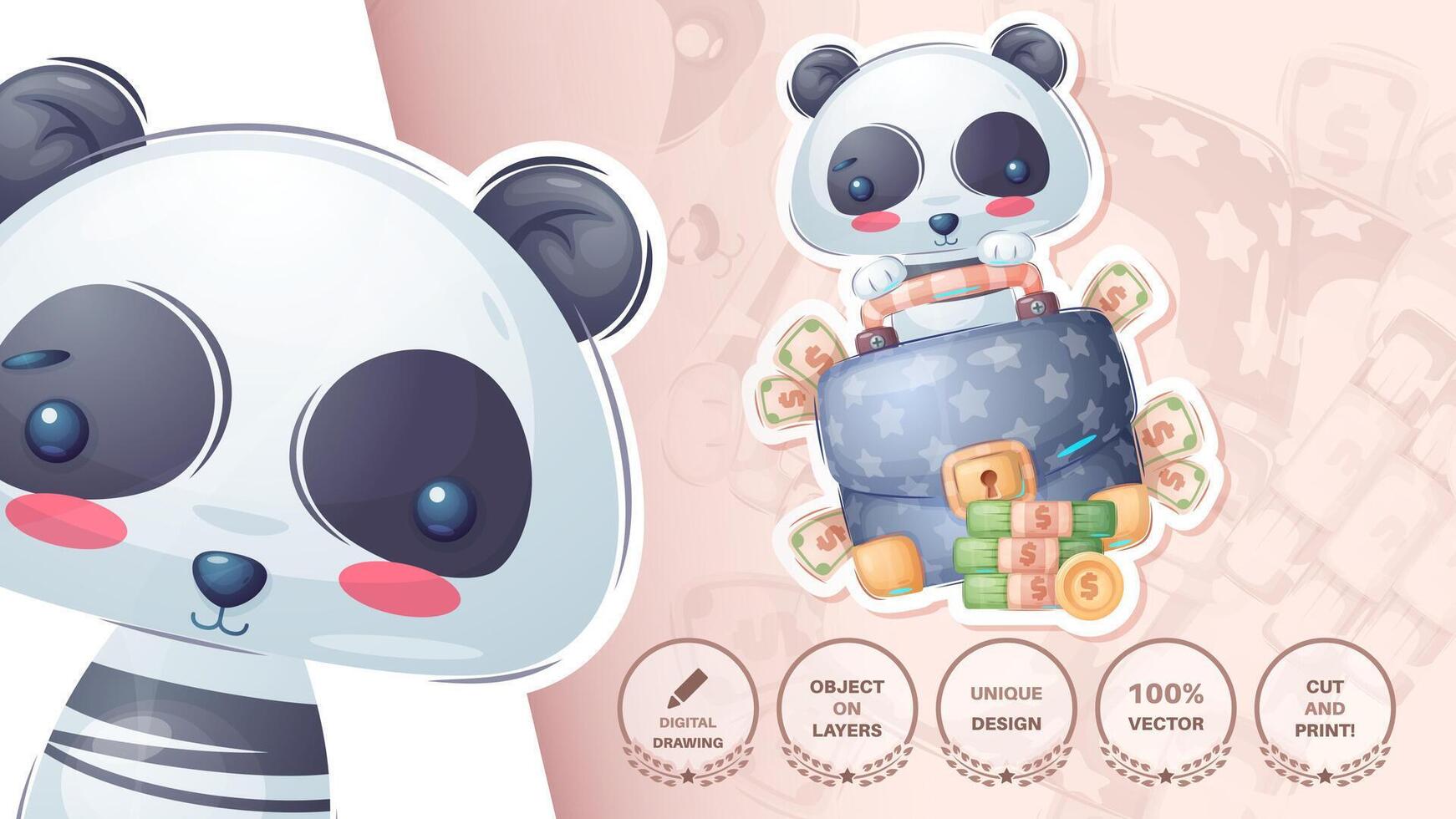 panda met diplomaat tekenfilm karakters. schattig dierlijk. panda illustratie voor kinderen vector
