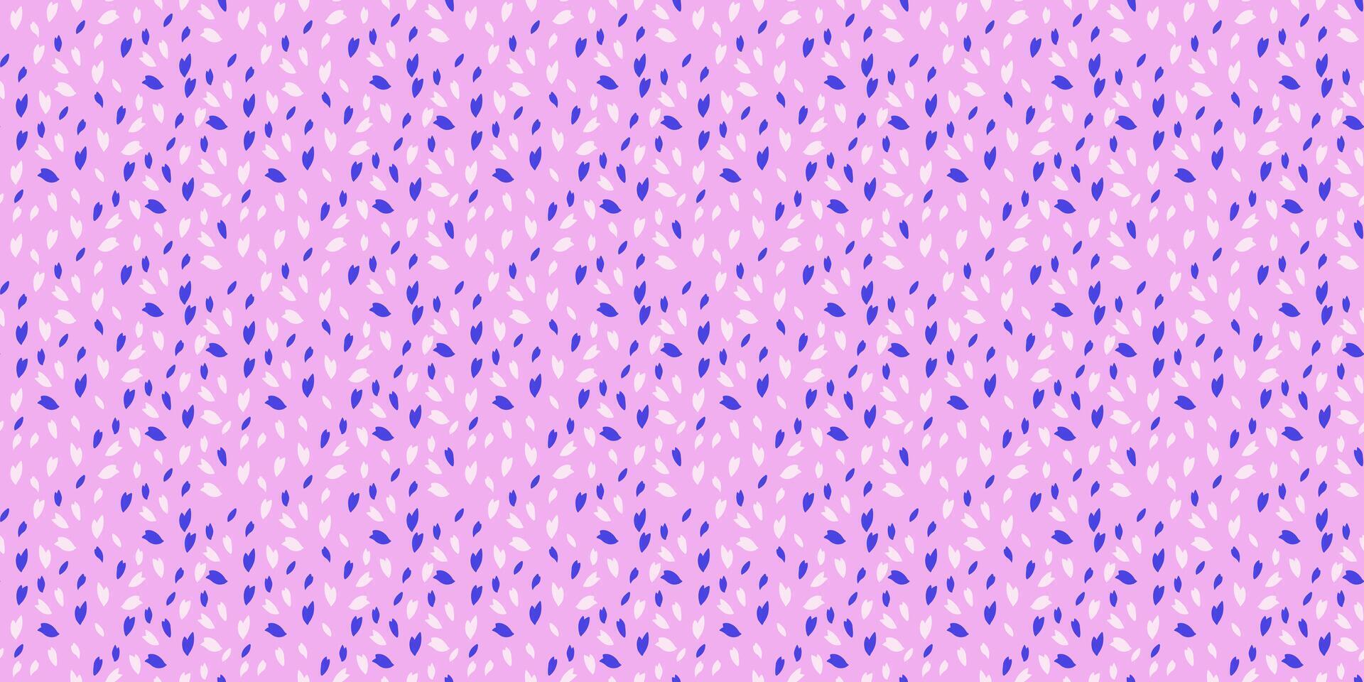 modieus levendig polka stippen, druppels, vlekken naadloos patroon. gemakkelijk creatief blauw sneeuwvlokken, cirkels, folders, willekeurig punt, Aan een roze achtergrond. vector hand- getrokken schetsen klein vorm structuur afdrukken.