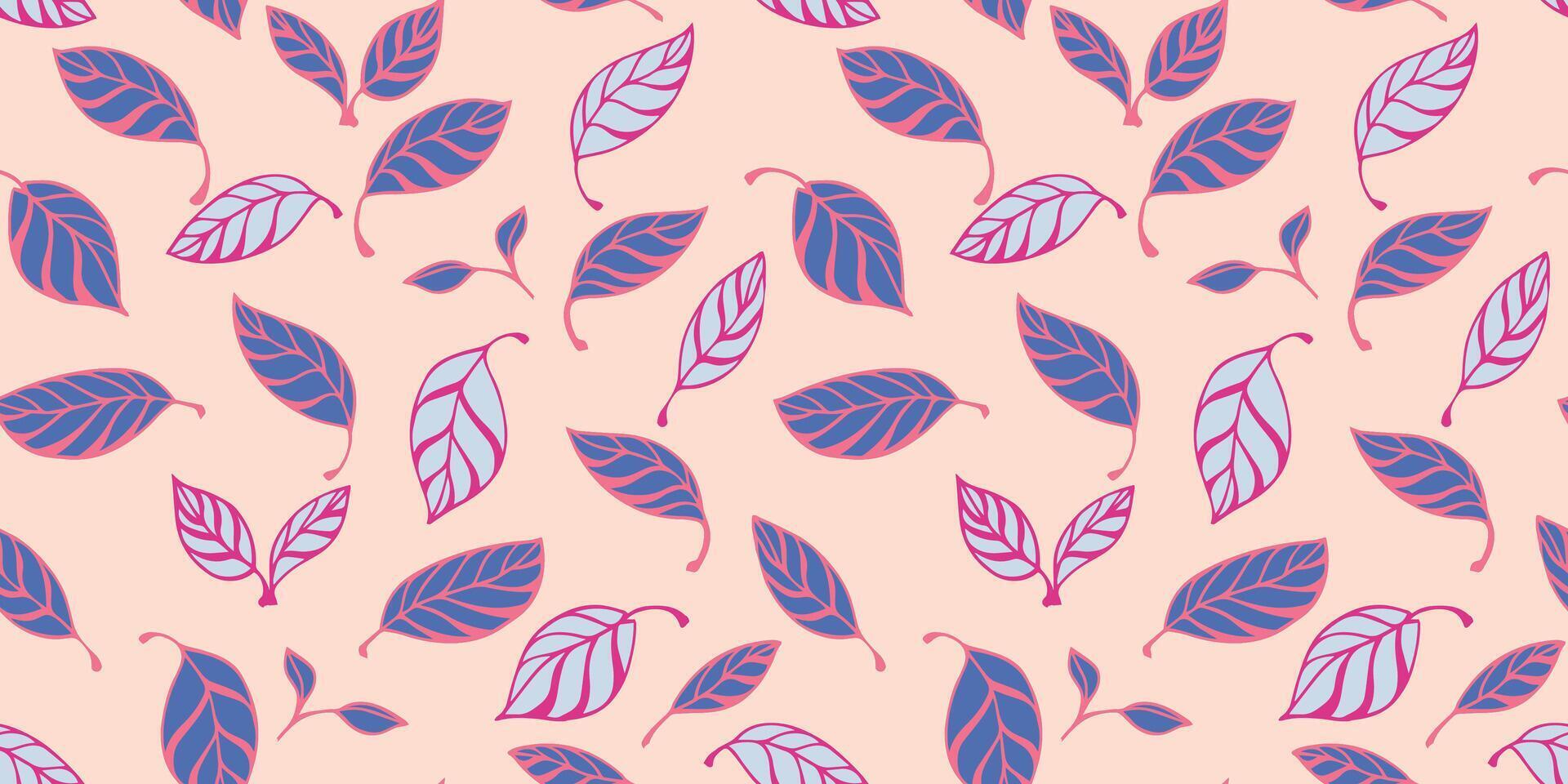helder naadloos patroon abstract creatief bladeren willekeurig verspreide Aan een licht achtergrond. vector hand- getrokken schetsen schattig klein blad. sjabloon voor textiel, mode, afdrukken, kleding stof