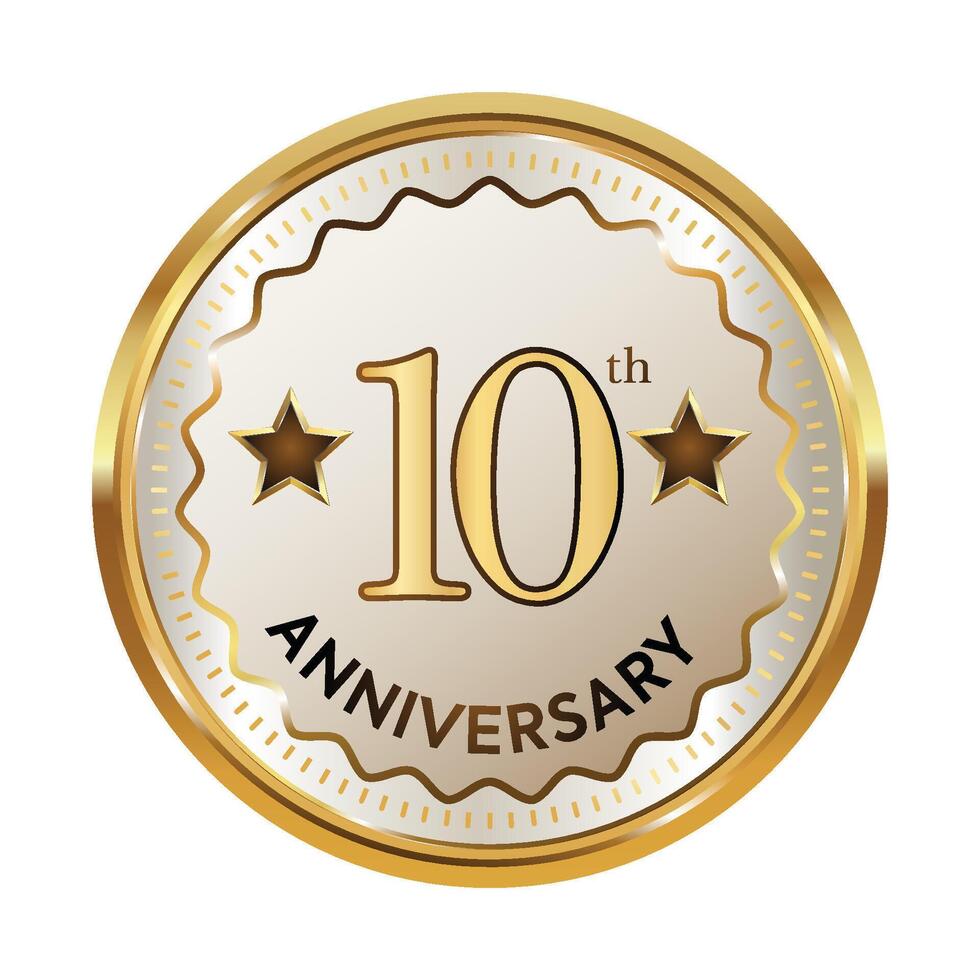 10e jaar verjaardag viering goud en zwart geïsoleerd vector