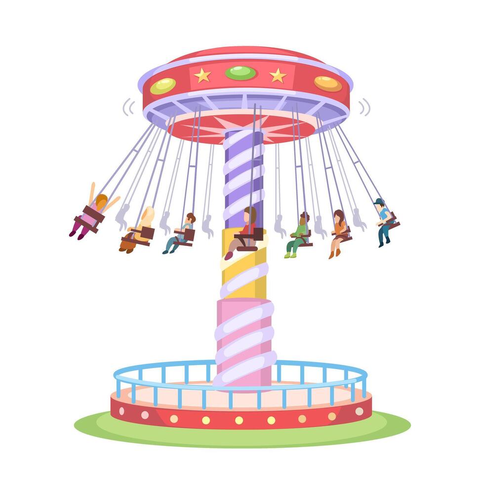 carrousel schommel rijden thema park tekenfilm illustratie vector