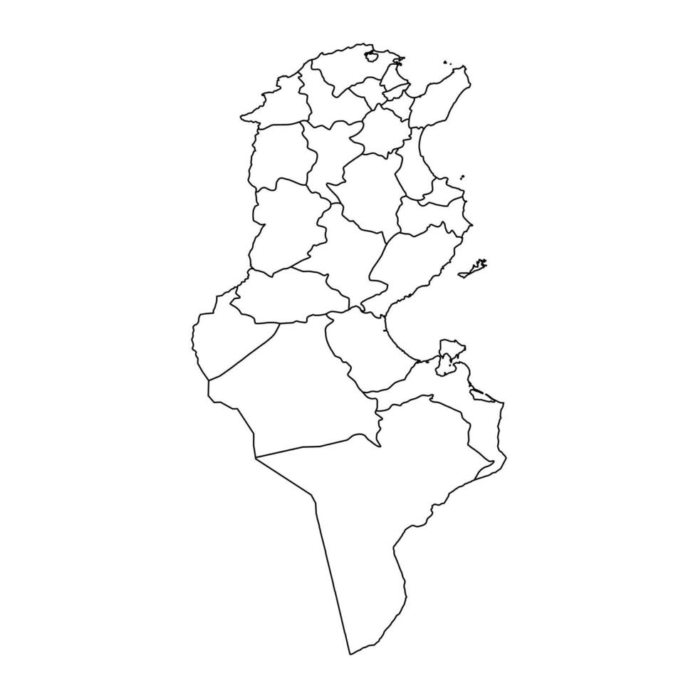 Tunesië kaart met administratief divisies. vector illustratie.
