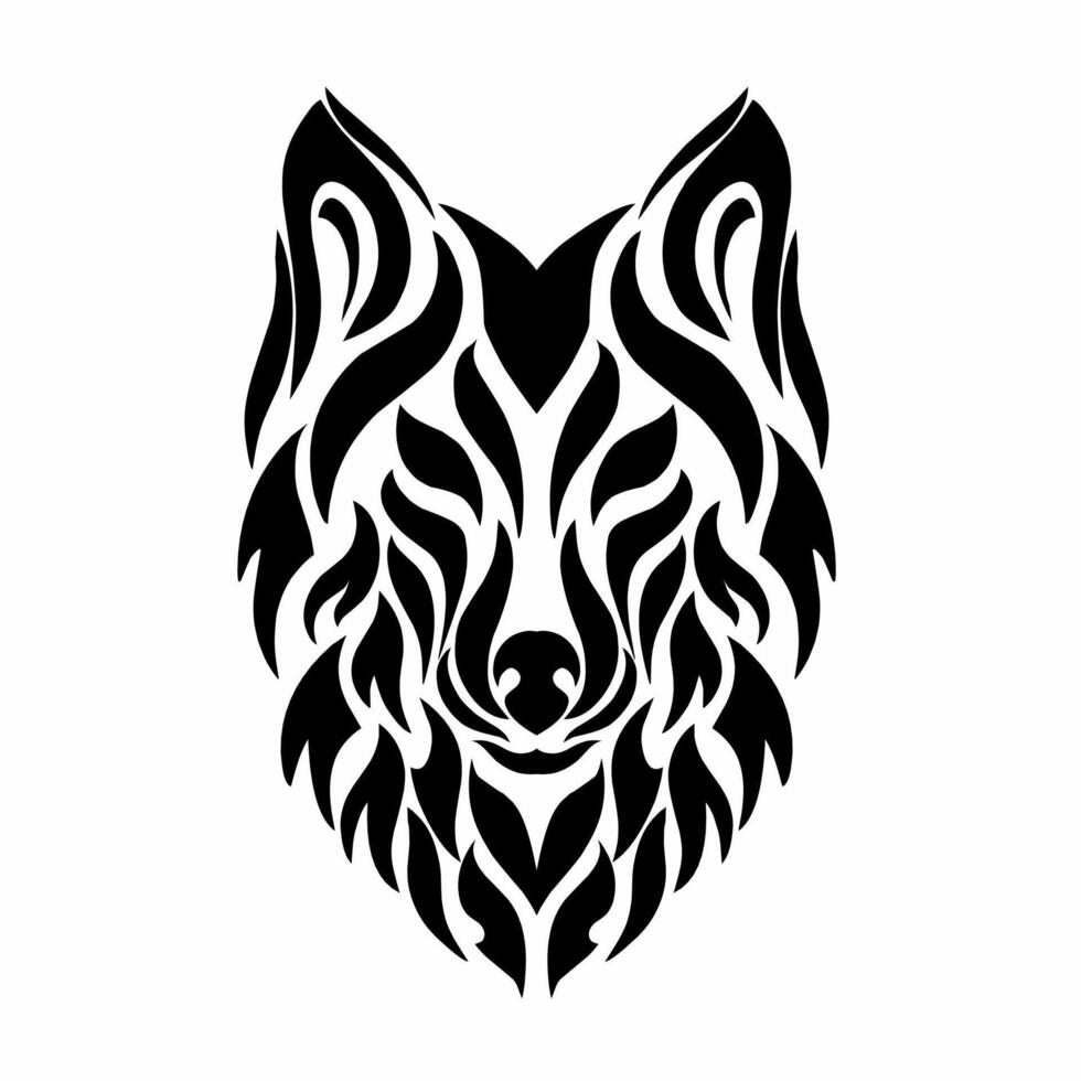 vector grafisch illustratie van tribal kunst gezicht wolf zwart kleur