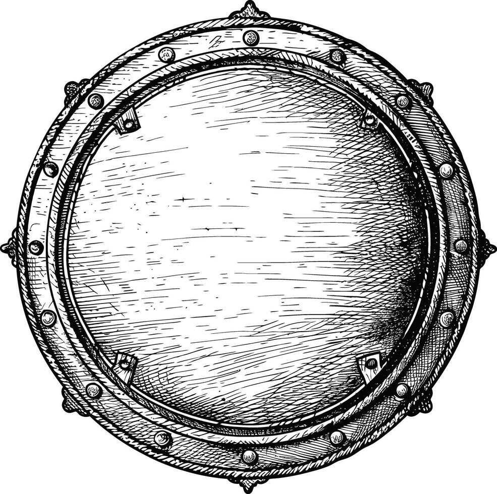 ai gegenereerd cirkel vorm schild element met oud gravure stijl vector
