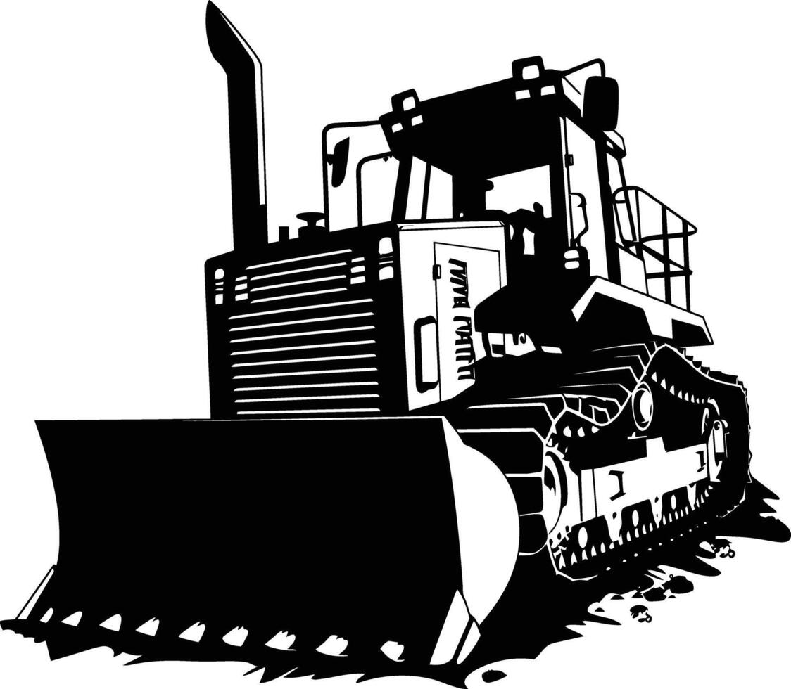 ai gegenereerd silhouet bulldozer bouw zwaar machine uitrusting zwart kleur enkel en alleen vector