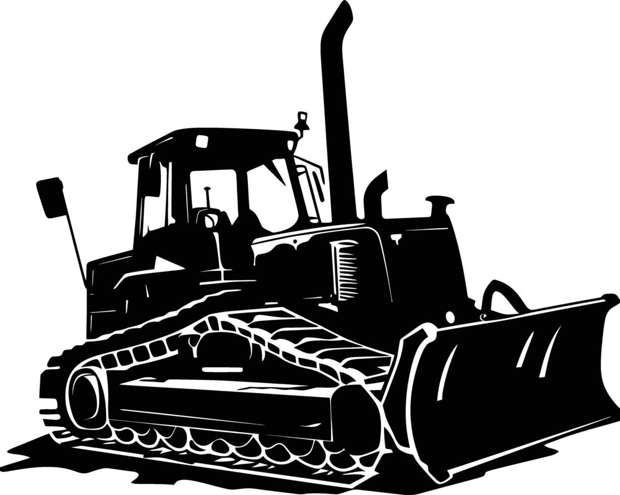 ai gegenereerd silhouet bulldozer bouw zwaar machine uitrusting zwart kleur enkel en alleen vector