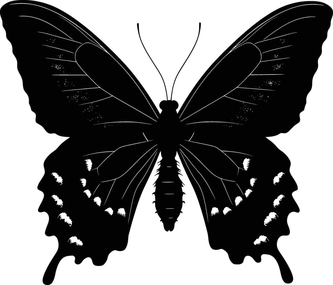 ai gegenereerd silhouet vlinder vol lichaam zwart kleur enkel en alleen vector
