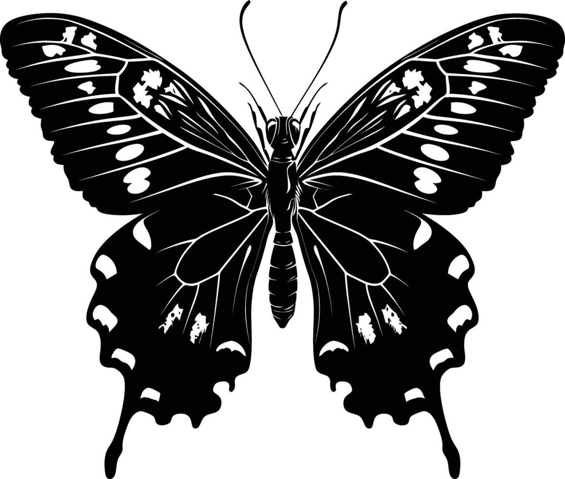 ai gegenereerd silhouet vlinder vol lichaam zwart kleur enkel en alleen vector