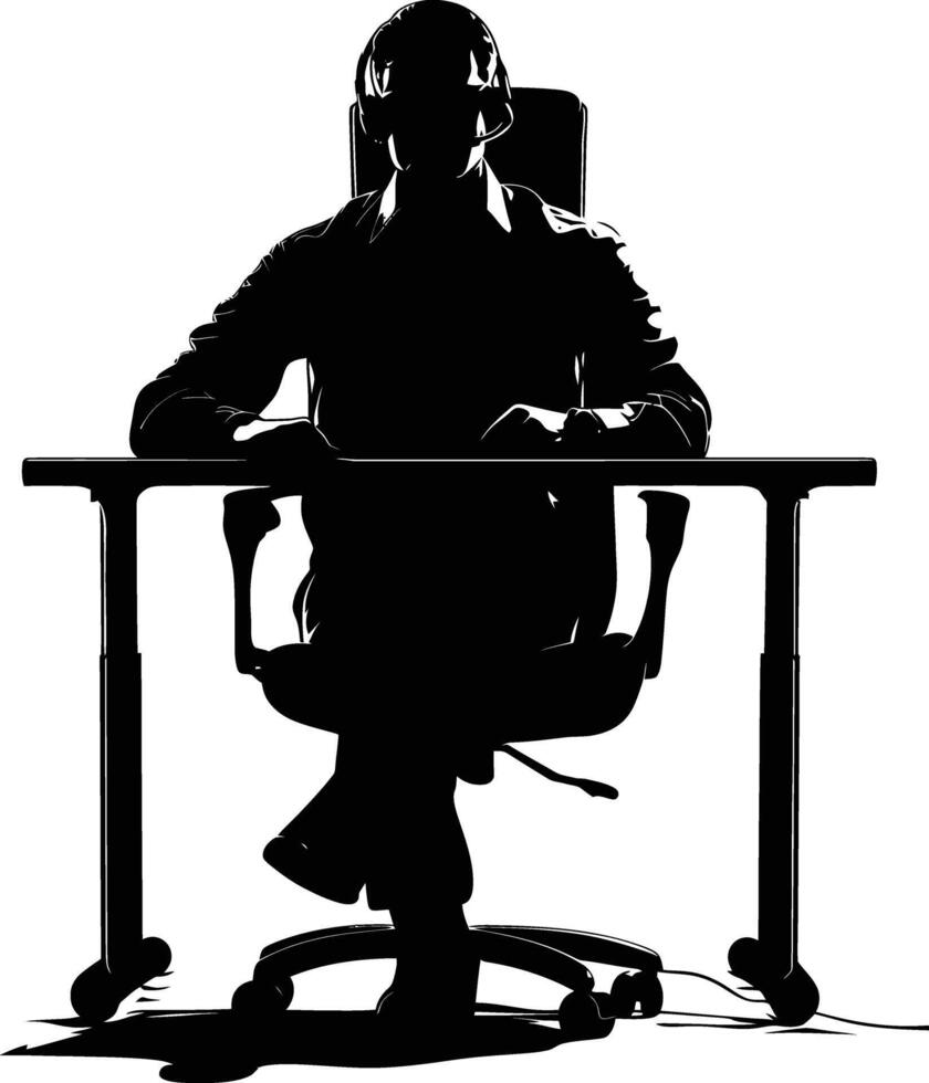 ai gegenereerd silhouet bezig klant onderhoud of telefoontje centrum officier zwart kleur enkel en alleen vector