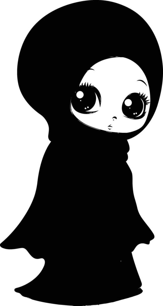 ai gegenereerd silhouet schattig weinig meisje vervelend hijab zwart kleur enkel en alleen vector