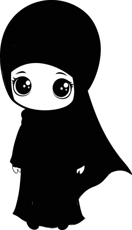 ai gegenereerd silhouet schattig weinig meisje vervelend hijab zwart kleur enkel en alleen vector