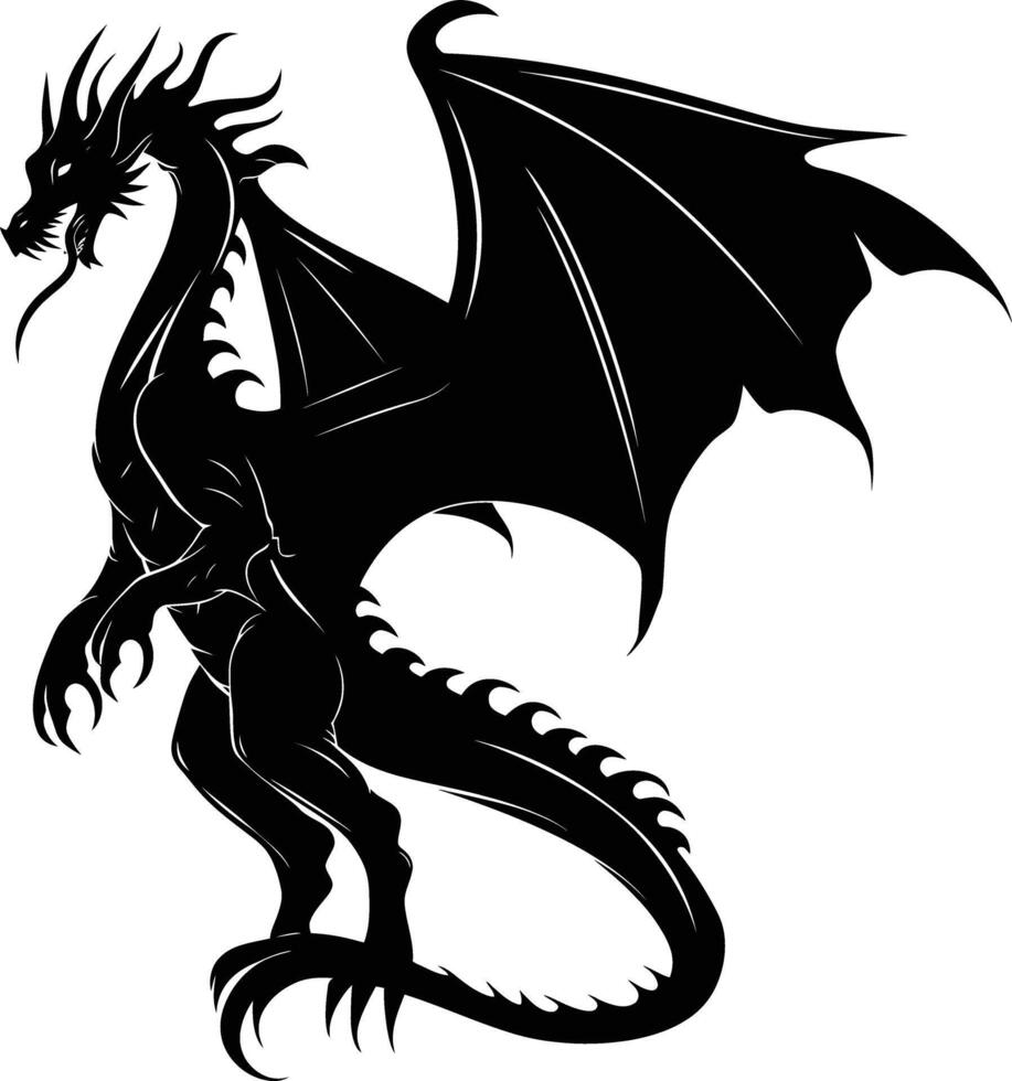 ai gegenereerd silhouet Wyvern zwart kleur enkel en alleen vol lichaam vector