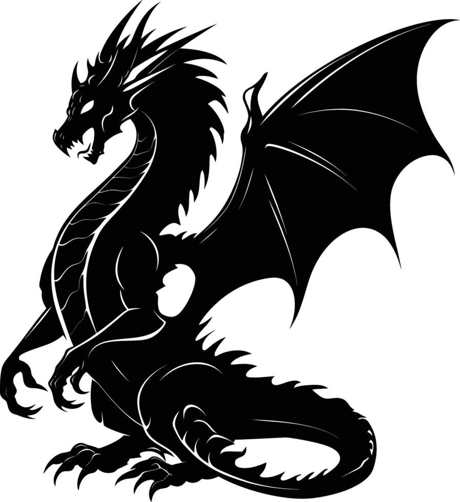 ai gegenereerd silhouet Wyvern zwart kleur enkel en alleen vol lichaam vector