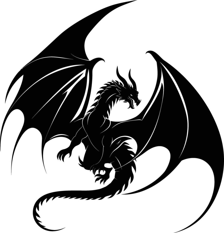 ai gegenereerd silhouet Wyvern zwart kleur enkel en alleen vol lichaam vector