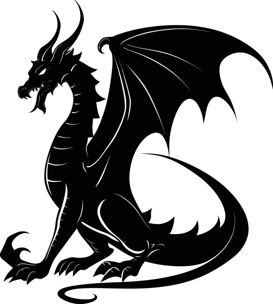 ai gegenereerd silhouet Wyvern zwart kleur enkel en alleen vol lichaam vector