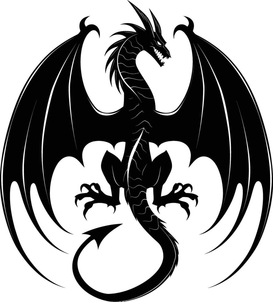 ai gegenereerd silhouet Wyvern zwart kleur enkel en alleen vol lichaam vector