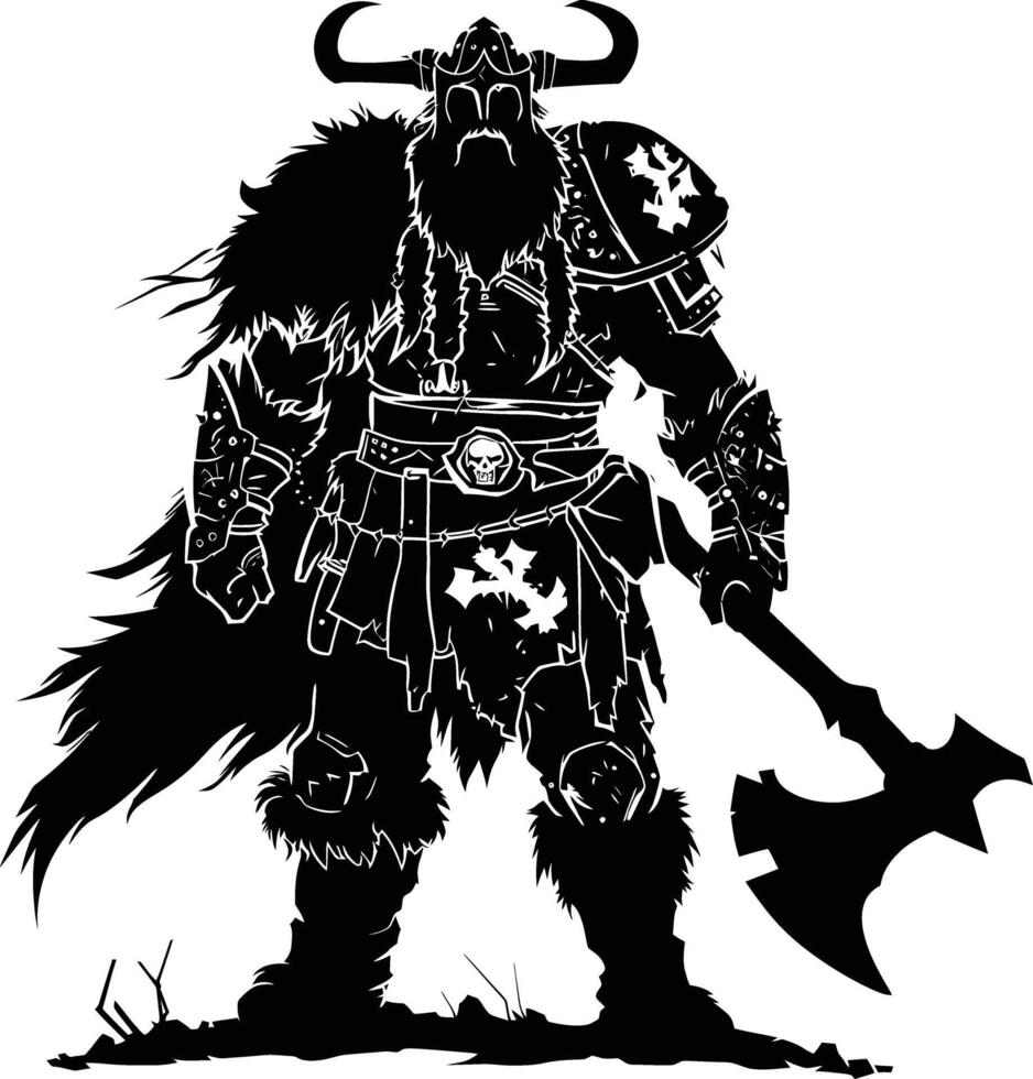 ai gegenereerd silhouet viking krijger in mmorpg spel zwart kleur enkel en alleen vector