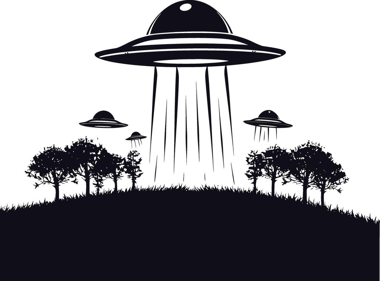 ai gegenereerd silhouet ruimte indringers door ufo zwart kleur enkel en alleen vector