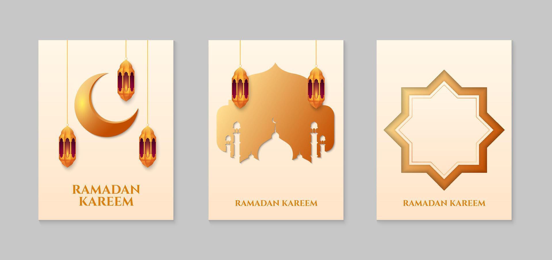 reeks van Islamitisch Ramadan kareem groet kaart ontwerp sjabloon. vector illustratie