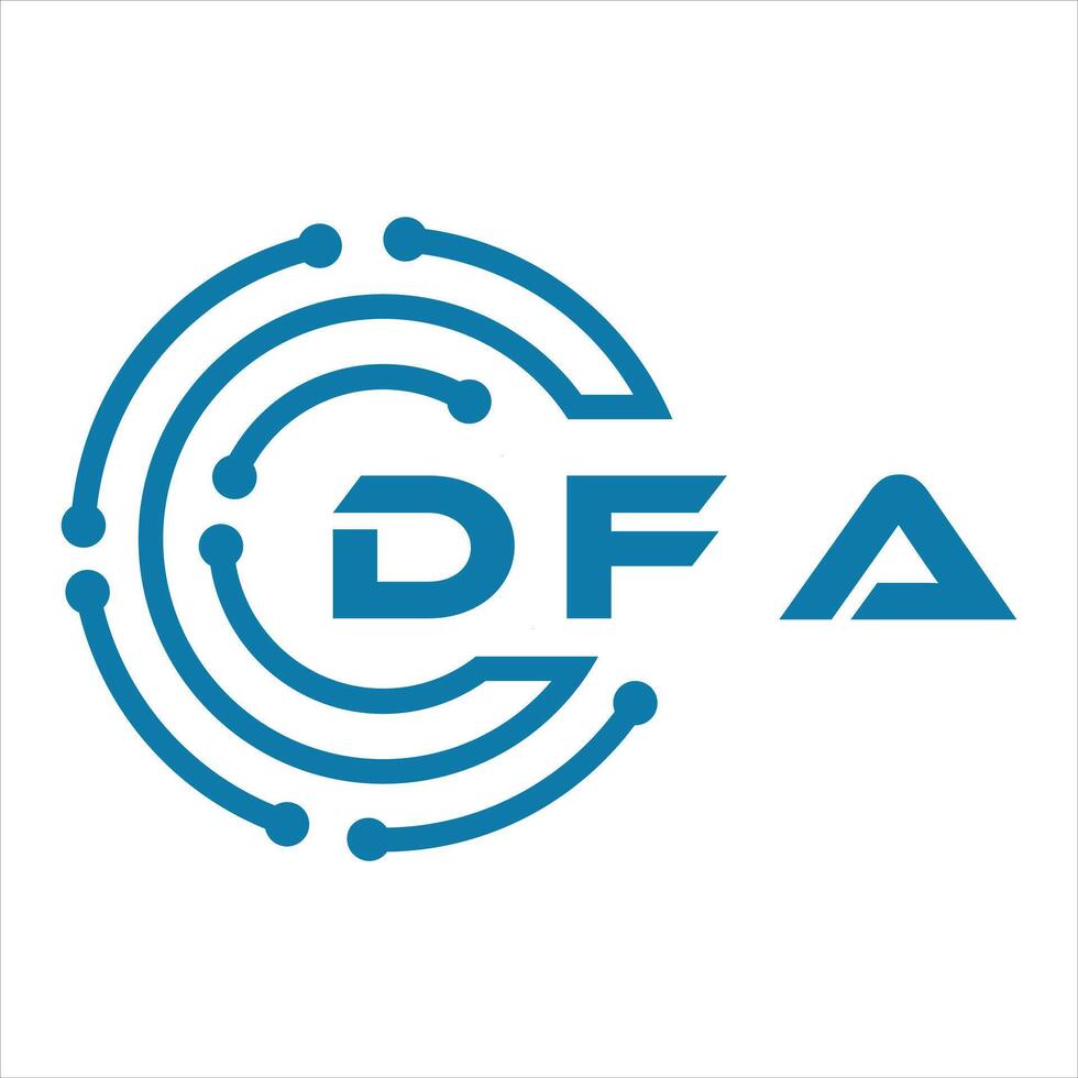 dfa brief ontwerp. dfa brief technologie logo ontwerp Aan een wit achtergrond. vector
