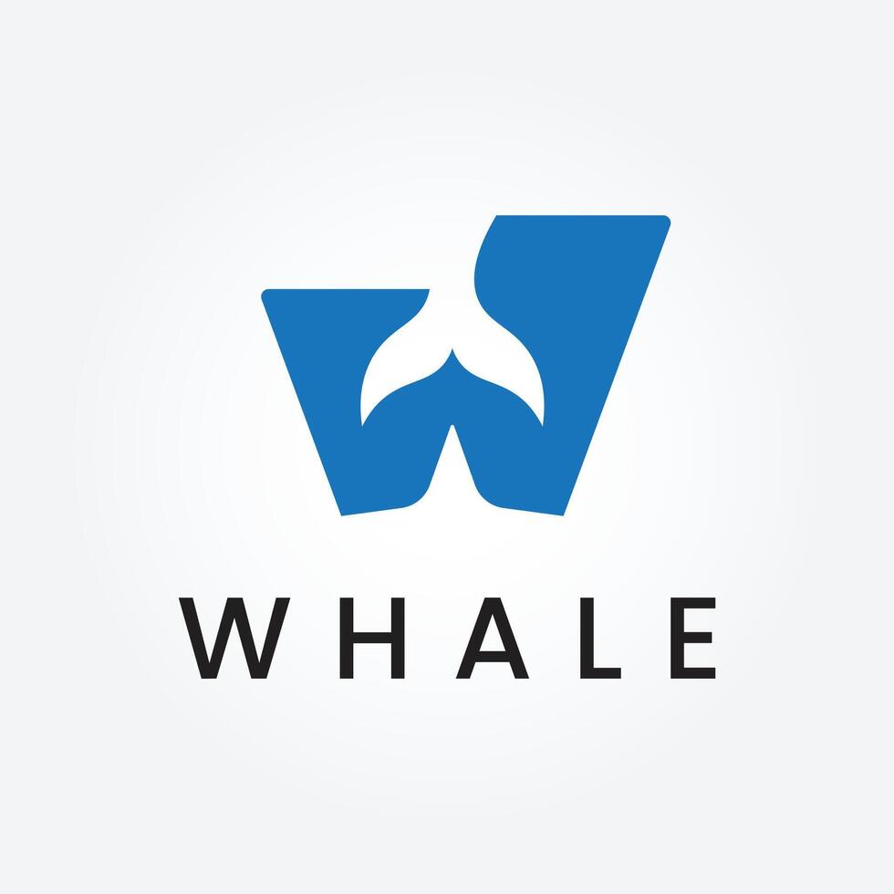 brief w grafisch van walvis staart zee aquatisch logo icoon vector