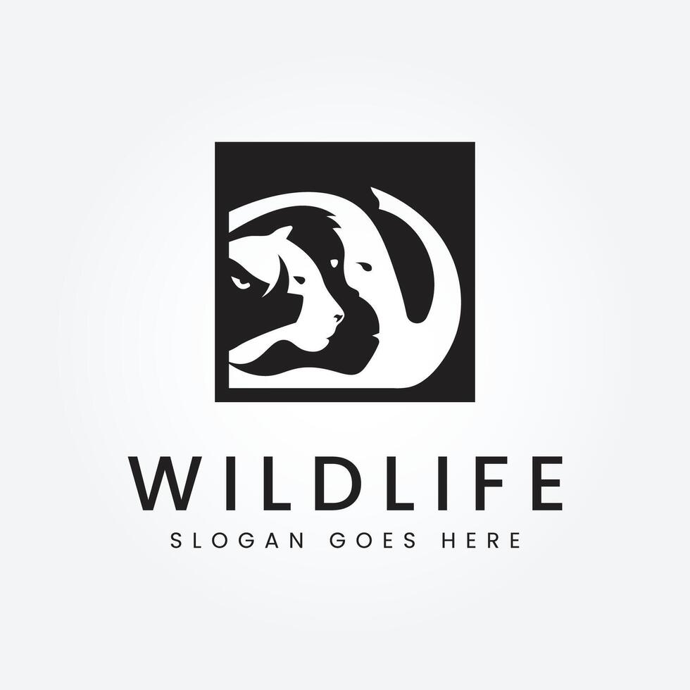 dier behoud logo ontwerp. dieren in het wild safari logo ontwerp inspiratie vector