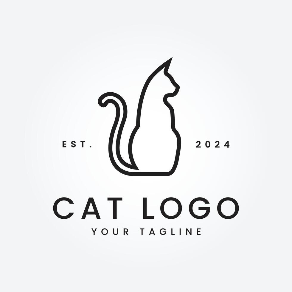een lijn kunst icoon logo van een kat vector