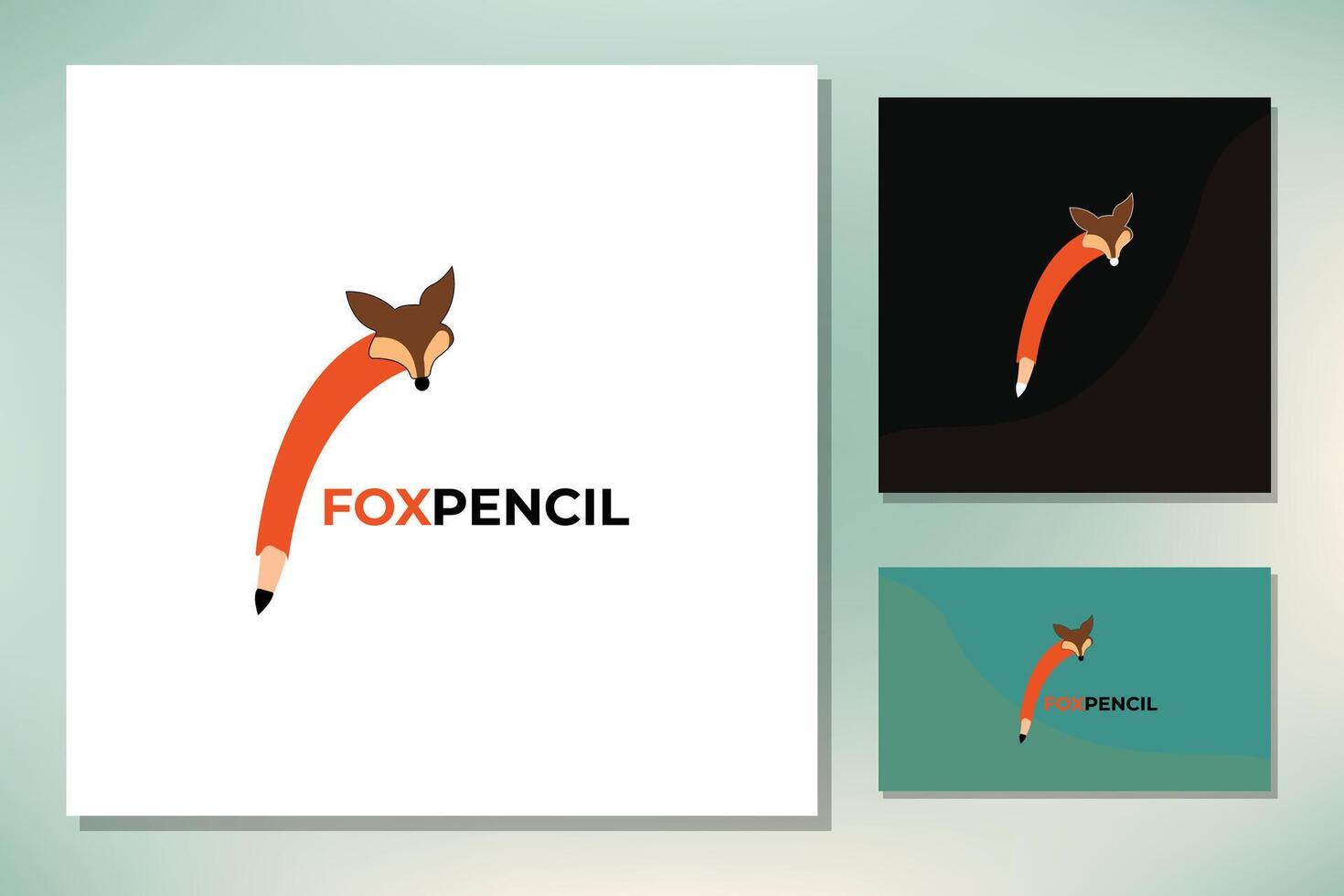 schattig vos staart met potlood voor kinderen onderwijs logo vector