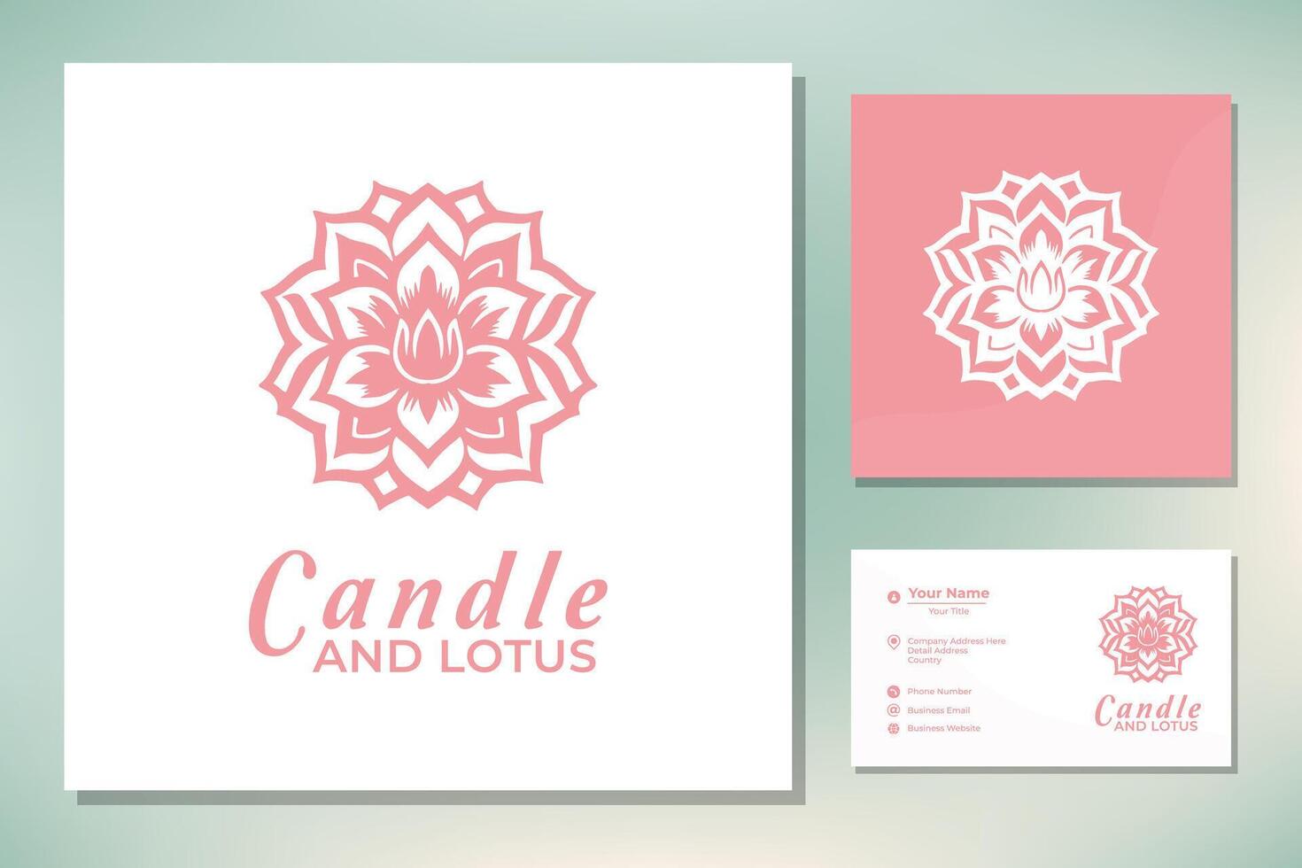 kaars met lotus bloem voor traditioneel geestelijk spa logo ontwerp vector