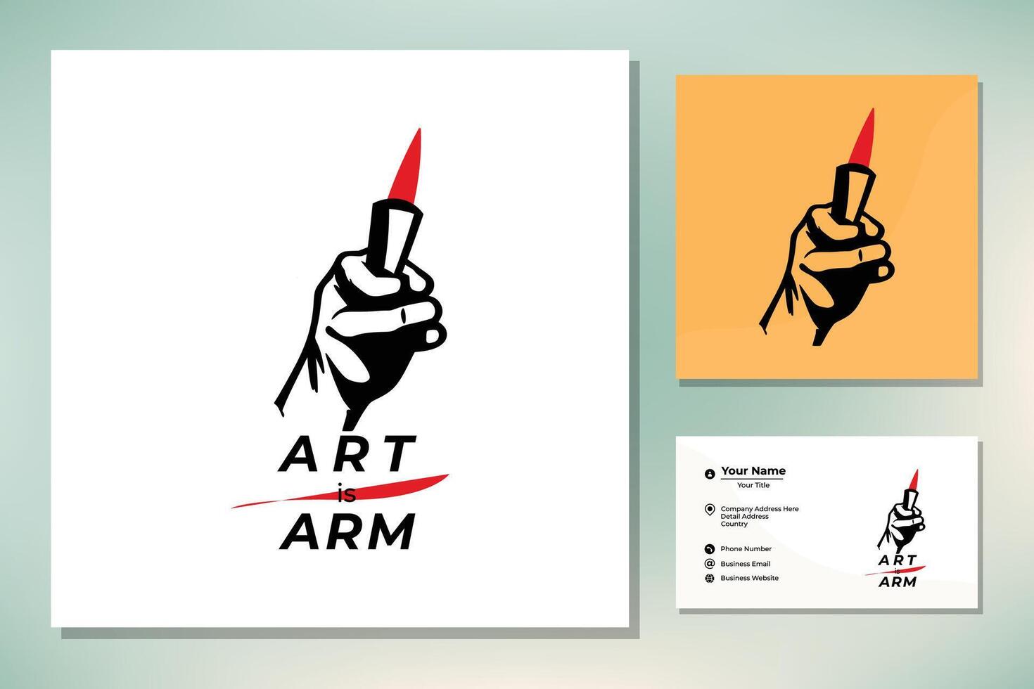 arm met borstels voor creatief schilder artiest ontwerper logo vector