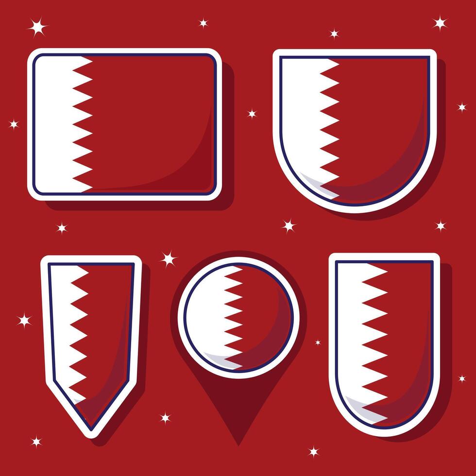 Bahrein nationaal vlag tekenfilm vector illustratie icoon mascotte bundel pakketten