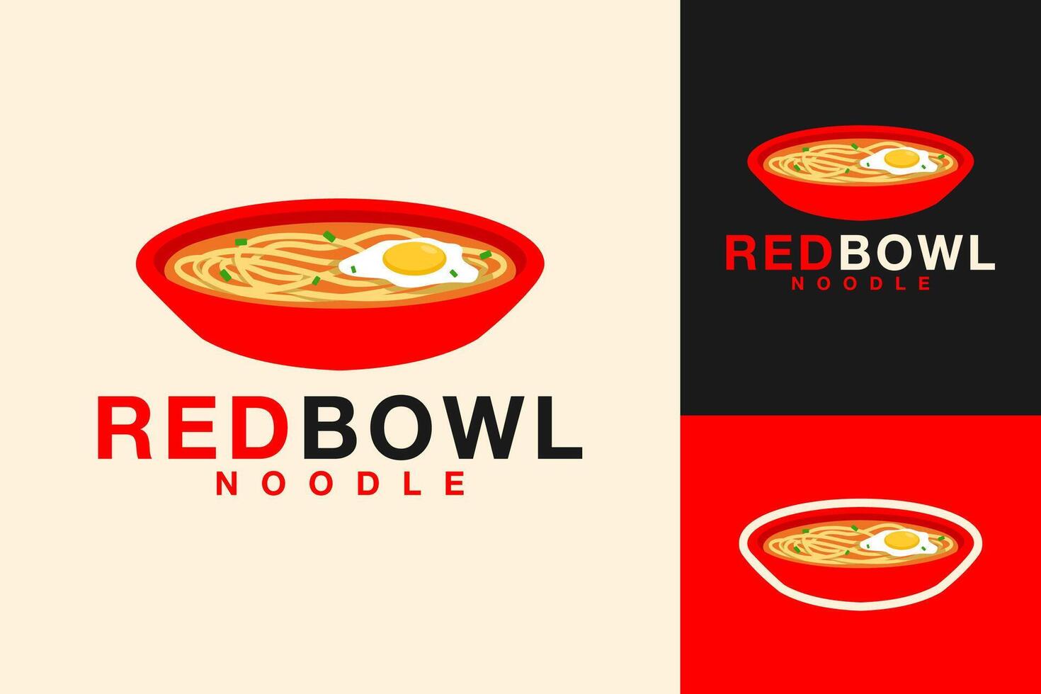 rood kom noodle ramen logo ontwerp vector