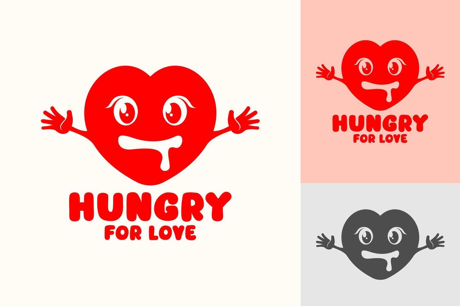 hongerig liefde minnaar hart gelukkig logo ontwerp vector