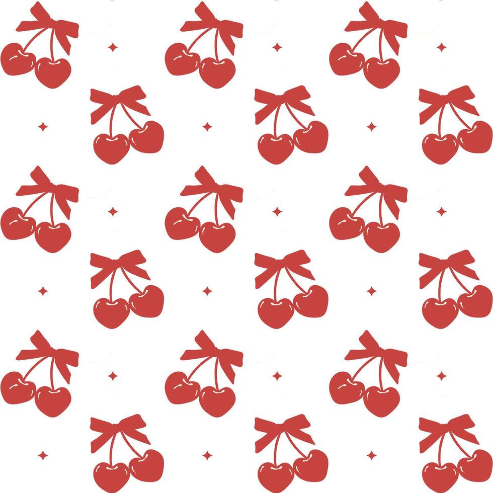 coquette rood kers met boog naadloos patroon geïsoleerd Aan wit achtergrond. vector
