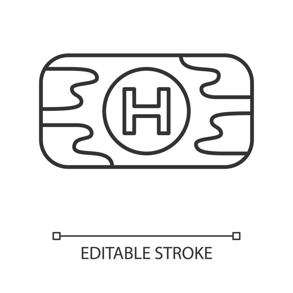 EHBO-kit lineaire pictogram. virtuele videogamecontainer, apparatuur. medische tas, behandeling voor speler. dunne lijn illustratie. contour symbool. vector geïsoleerde overzichtstekening. bewerkbare streek