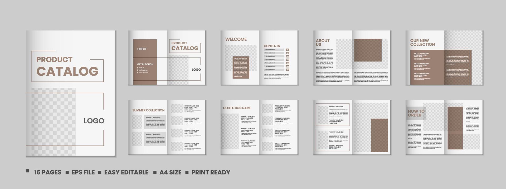 multipurpose Product catalogus ontwerp, bedrijf meubilair Product catalogus, meerdere pagina's catalogus brochure, bedrijf profiel en Product portefeuille sjabloon ontwerp met mockup vector