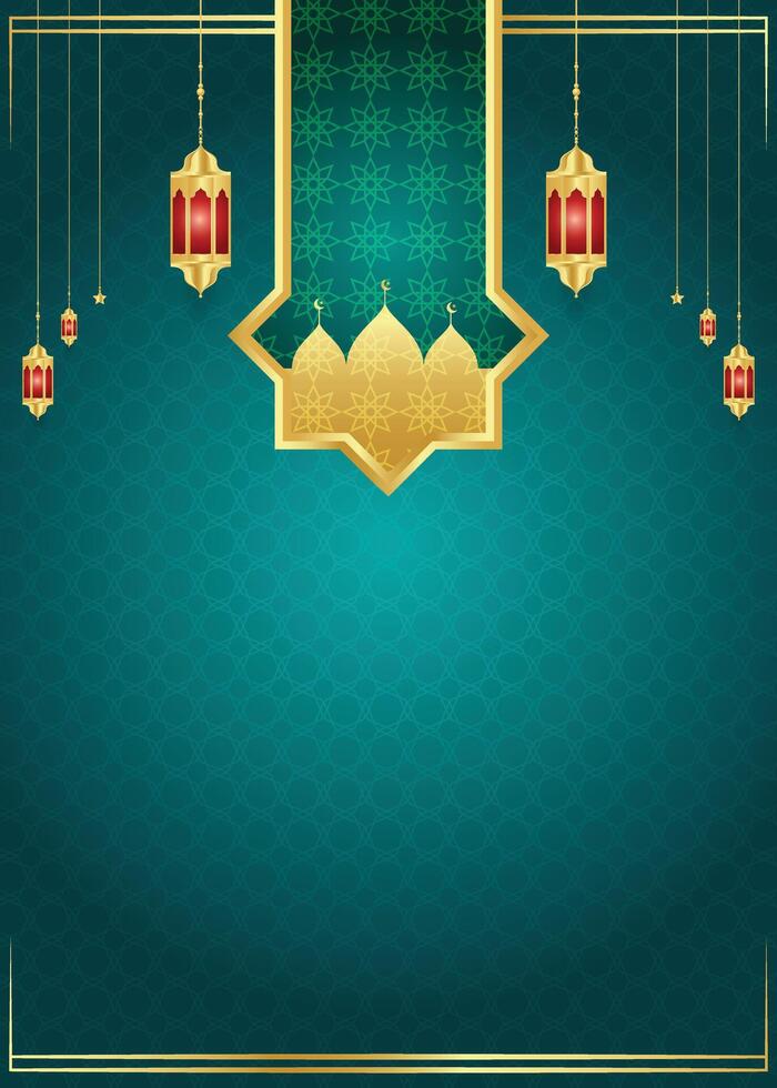 Arabisch Islamitisch Ramadan kareem sier- folder banier met Ramadhan lantaarn eid al fitr achtergrond vector