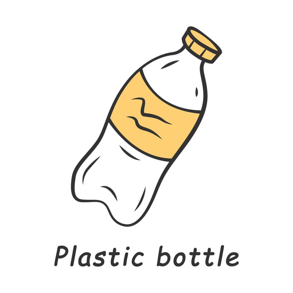 plastic fles kleur icoon. milieuvriendelijk, recyclebaar, wegwerpmateriaal. herbruikbare lege plastic fles. drinkwater afval. ecologiebesparende verpakking. geïsoleerde vectorillustratie vector