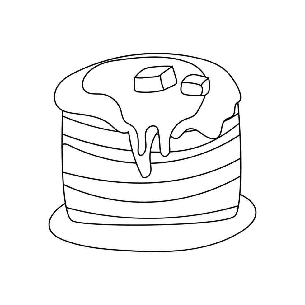 pannenkoek met boter en honing in een tekening stijl. vector