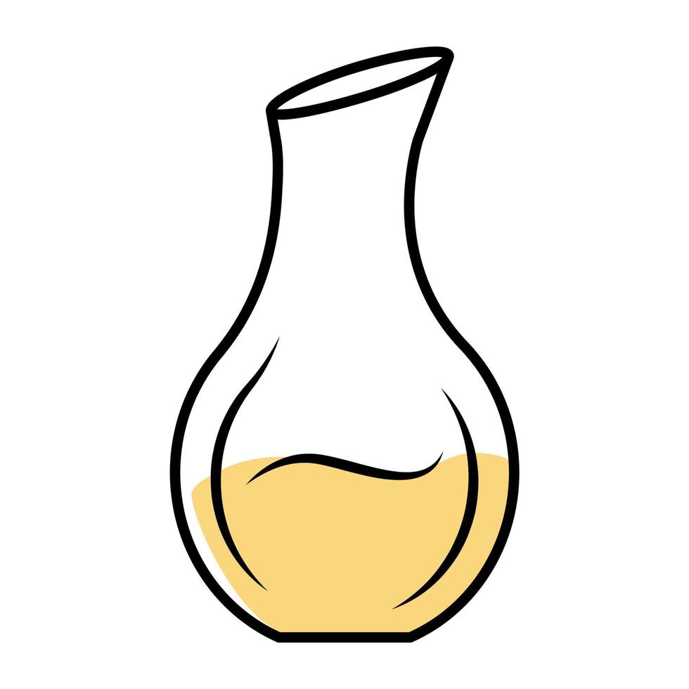 mousserende wijn service gele kleur pictogram. decoratieve karaf met alcoholische drank. aperitief drankje. feest, vakantie. bar, restaurant, wijnmakerij glaswerk, servies. geïsoleerde vectorillustratie vector