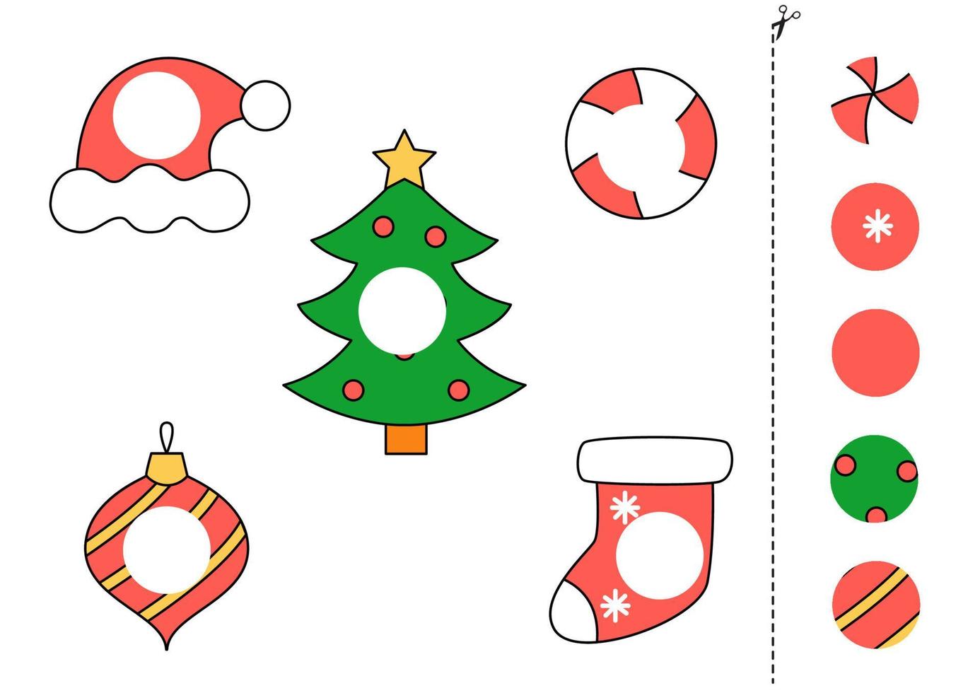 knip en lijm delen van kerstelementen. vector
